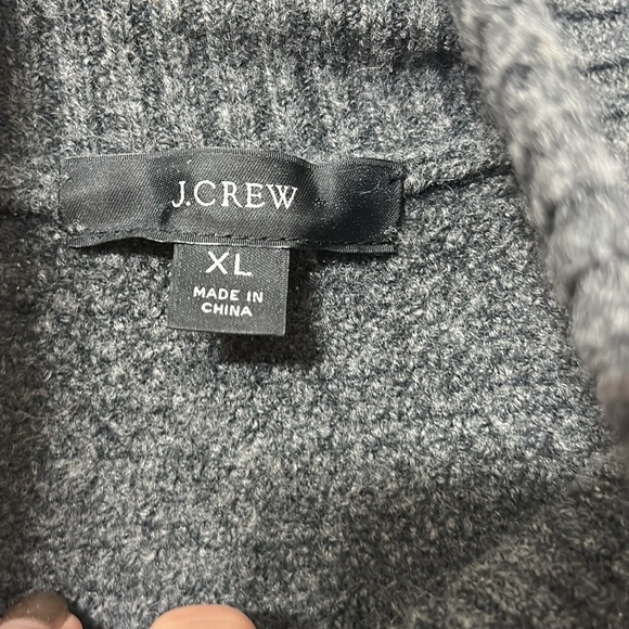 J Crew Charcoal Alpaca Wool Blend Cable Knit Ball Detail Sweater XL - Picture 3 of 5